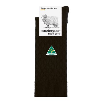 95% Fine Merino Wool Quilted Health Sock | Black